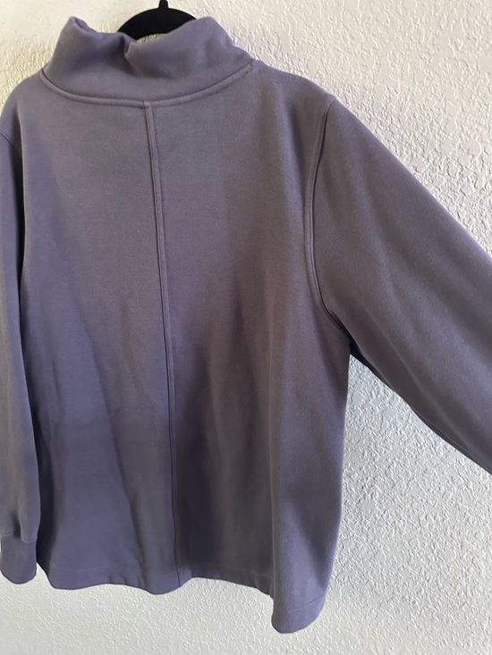 Athleta Cowl Neck Pullover Sweatshirt Large Purple Scuba Side Zip Pockets - Picture 8 of 16